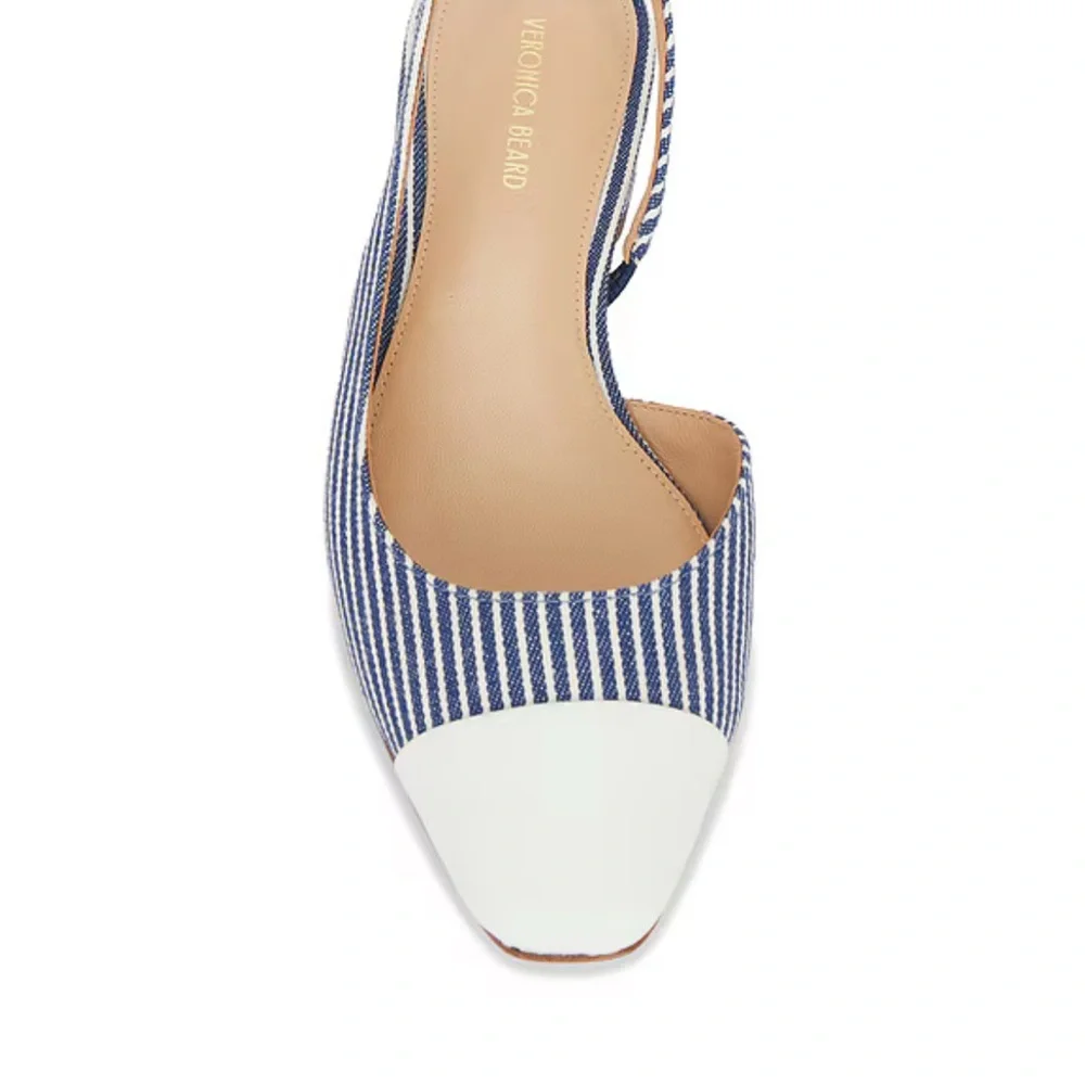 Veronica Beard Blue and White Cecile Slingbacks - Picture 2 of 11